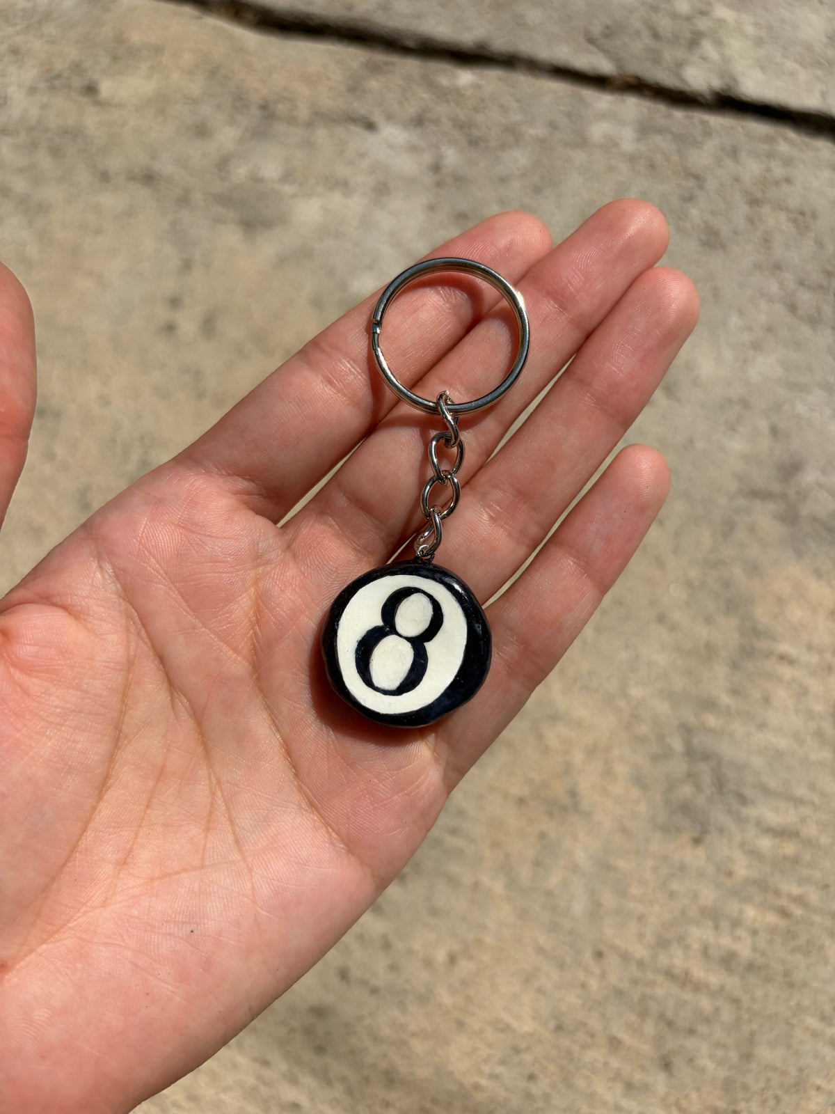 Magic 8 Ball Clay Silver Loop Keychain Clay Charm