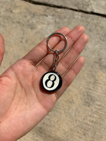 Magic 8 Ball Clay Silver Loop Keychain Clay Charm