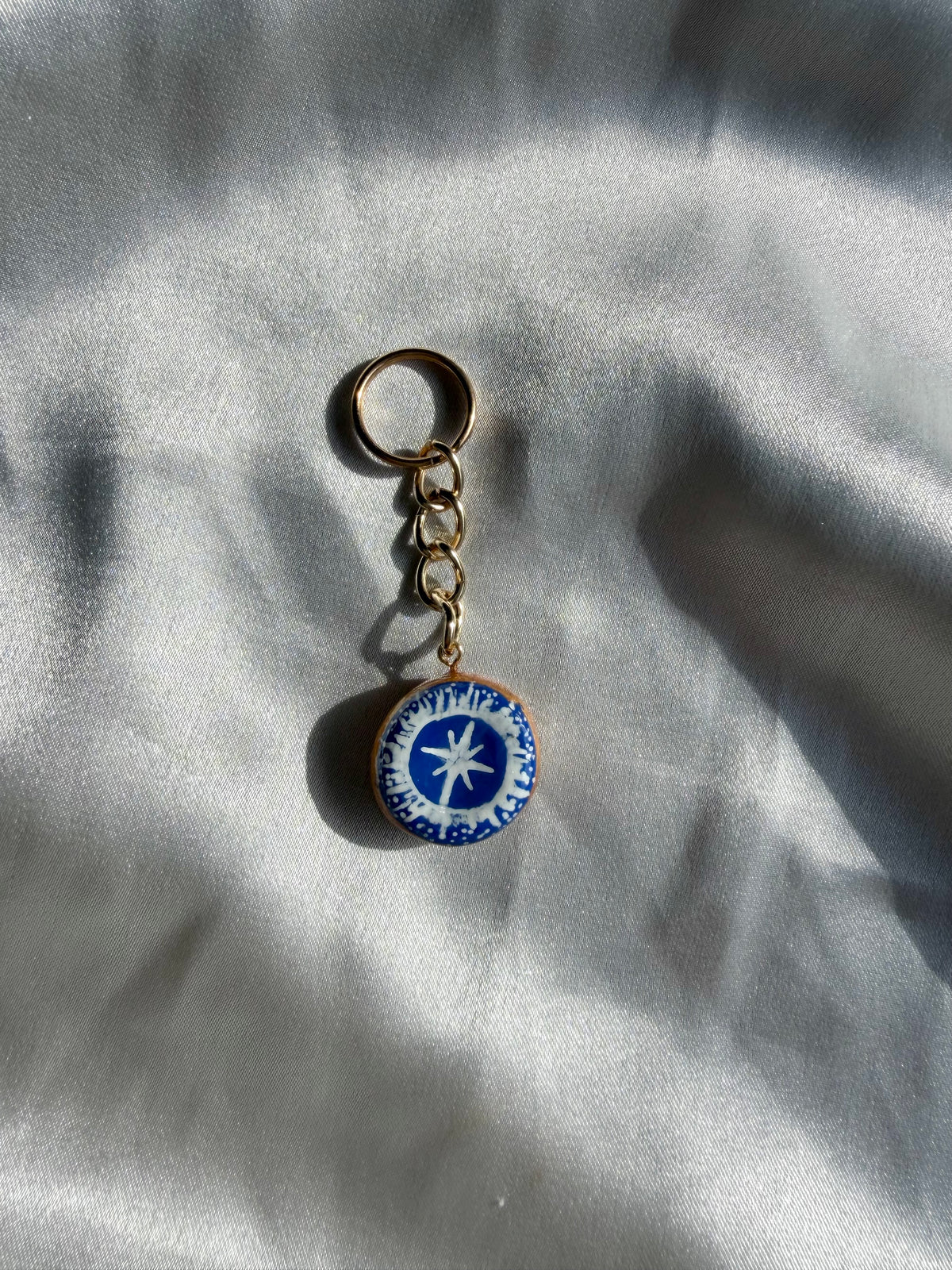 To The Moon & Stars Golden Loop Keychain Clay Charm