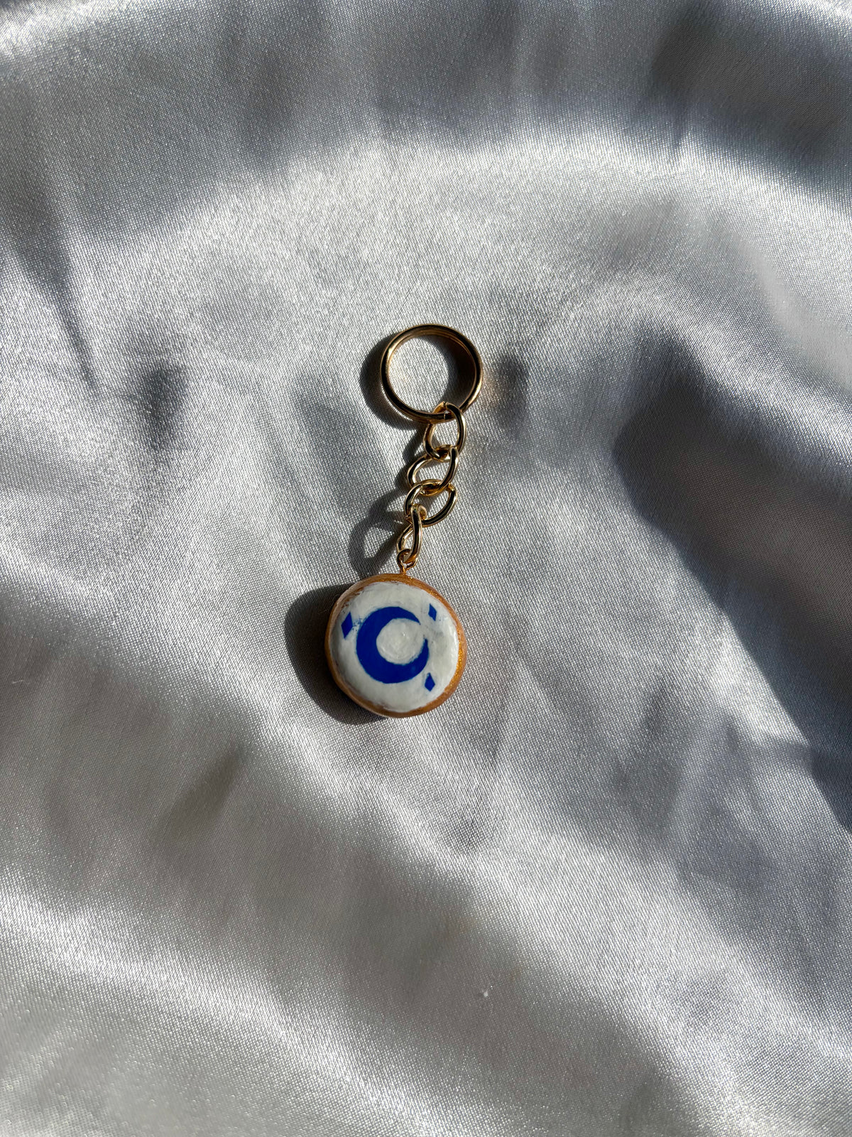 Evil Eye & Mystical Loop keychain charms, handmade clay bag keychain charm