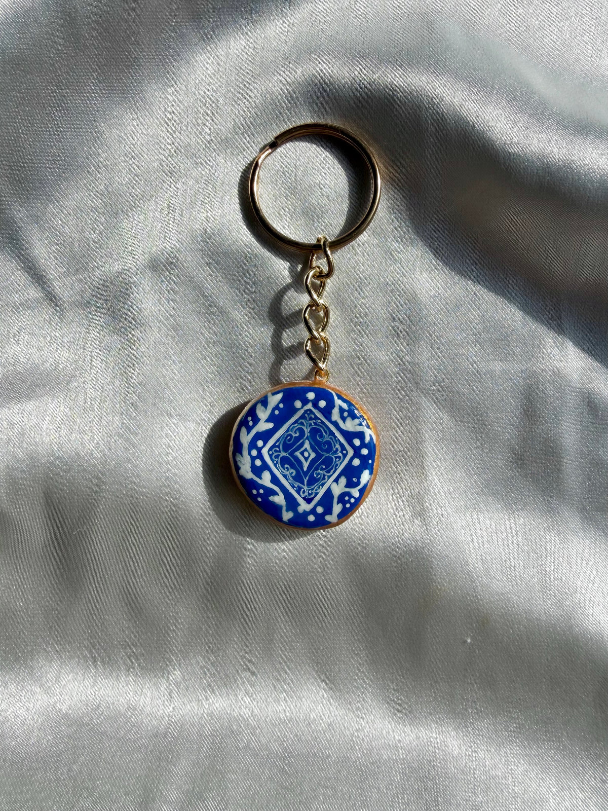 Evil Eye & Mystical Loop keychain charms, handmade clay bag keychain charm