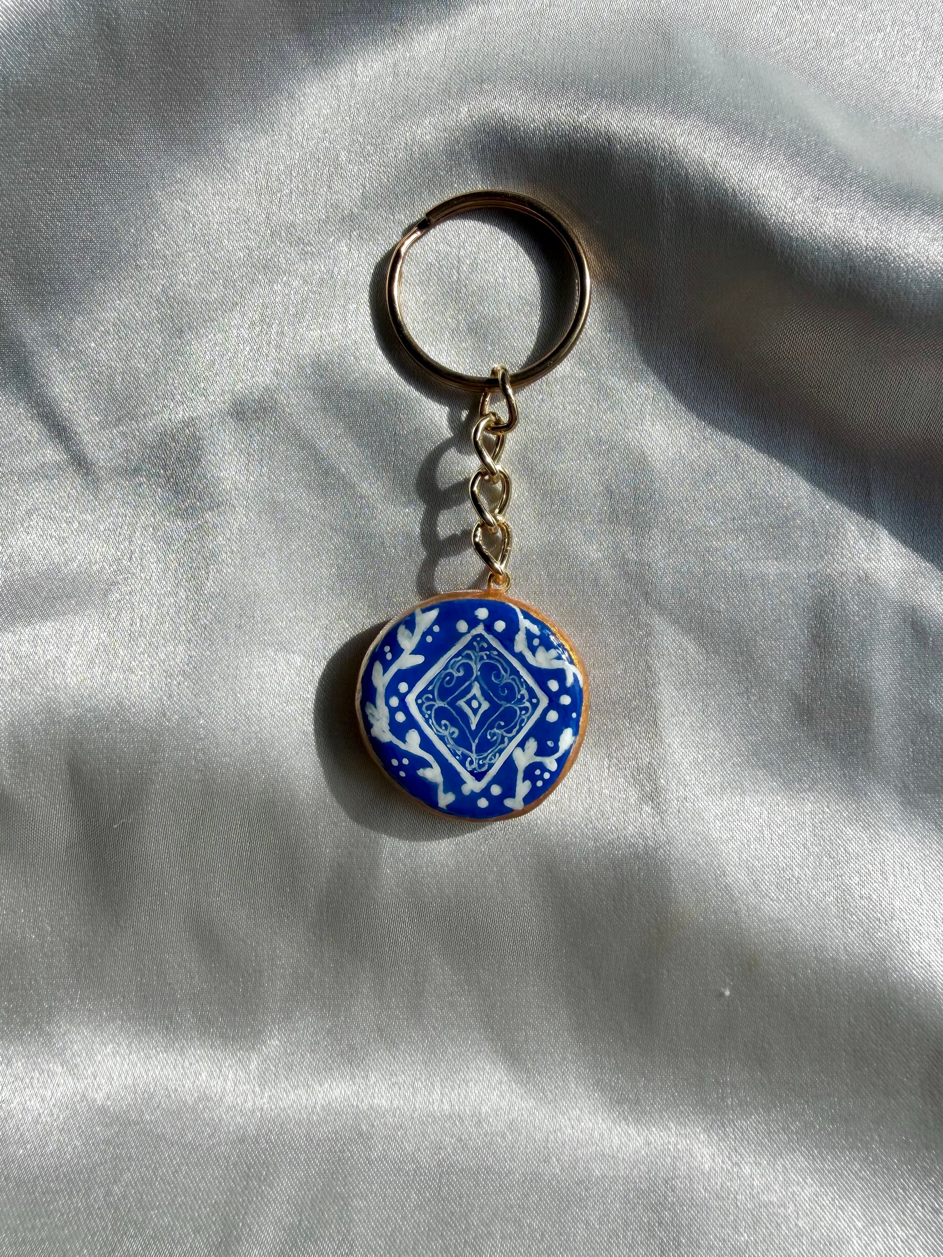 Decadent Floral Golden Loop Keychain Clay Charm – River Sages