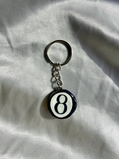 Evil Eye & Mystical Loop keychain charms, handmade clay bag keychain charm