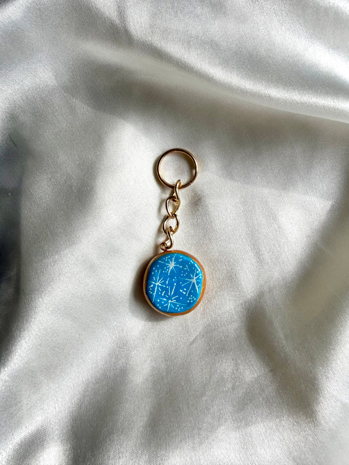 Evil Eye & Mystical Loop keychain charms, handmade clay bag keychain charm